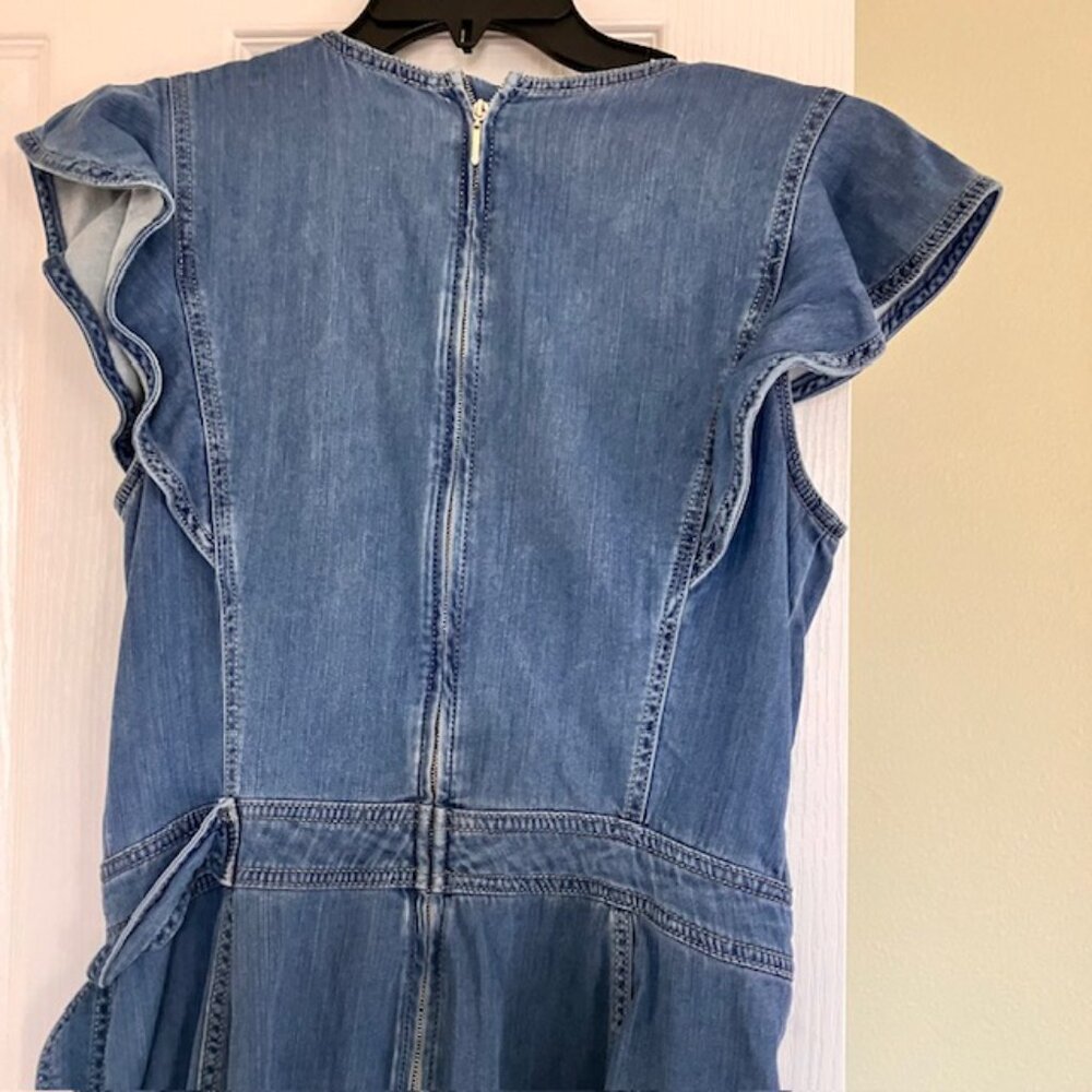 White House Black Market women's denim wrap jumper dress size 8 cowboy core - Picture 5 of 5